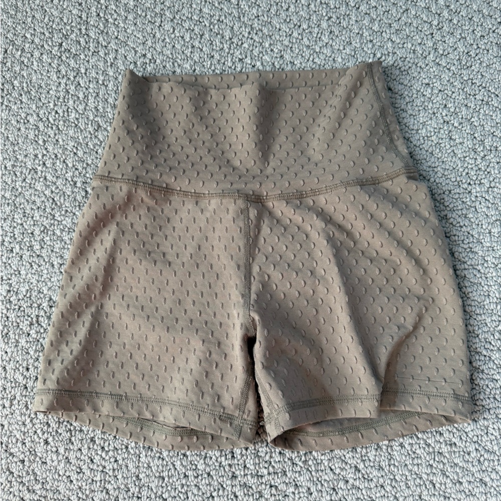 ECHT Olive Brown High-Rise Textured Bike Shorts
